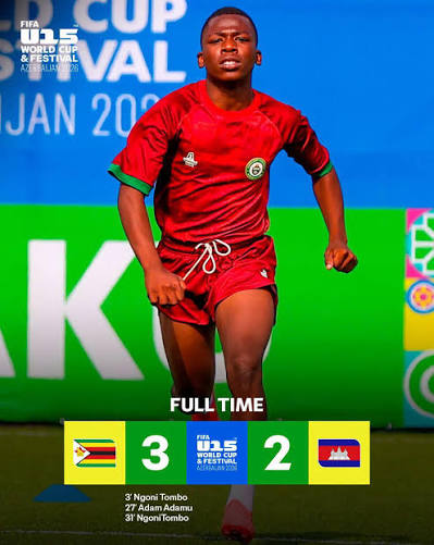 Zimbabwe’s young Warriors make history with 3-2 victory over Cambodia